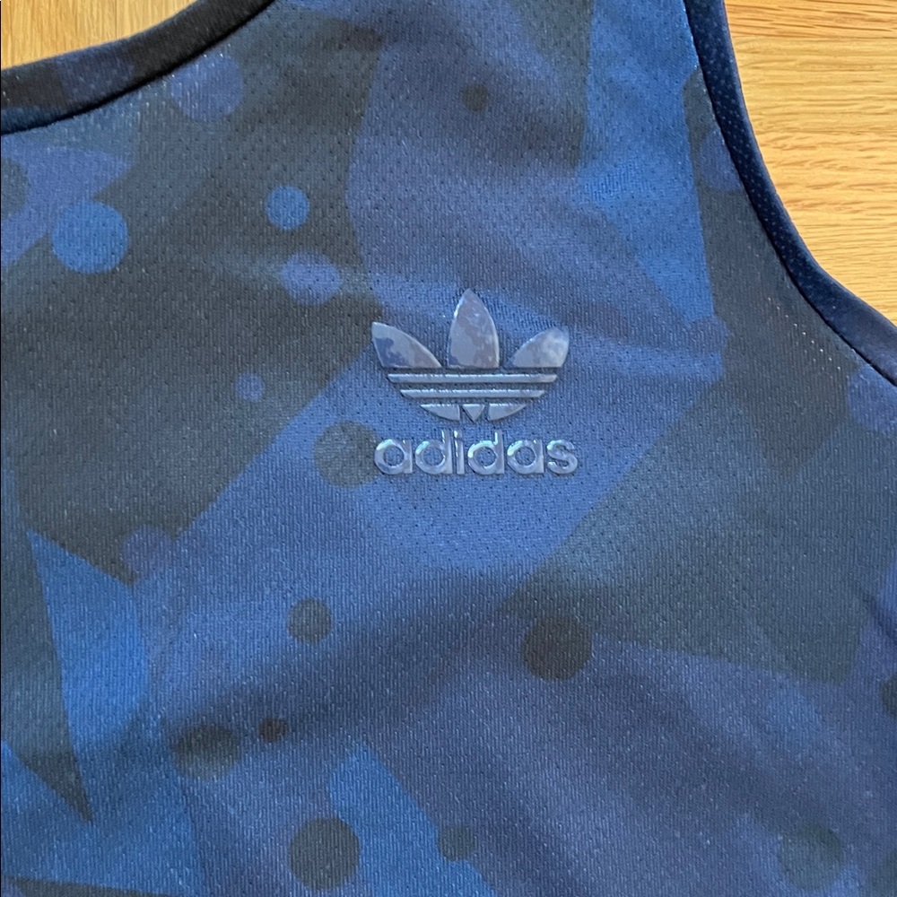 ADIDAS ORIGINALS Navy & Black Striped Training Tank - Picture 2 of 7